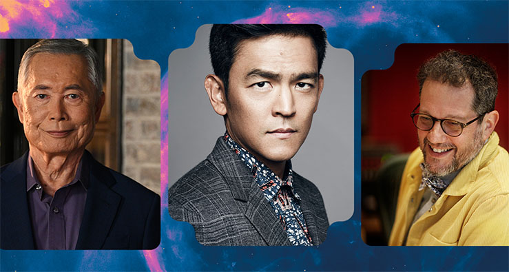 John Cho and George Takei, speaking at UC San Diego in July 2024