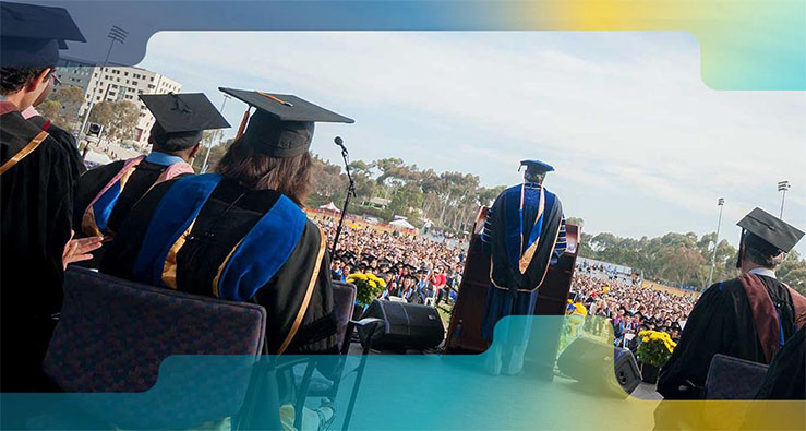 Photo from UC San Diego commencement stage, looking out onto the audience