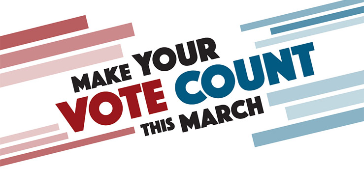 Make Your Vote Count - bold red white and blue text illustration