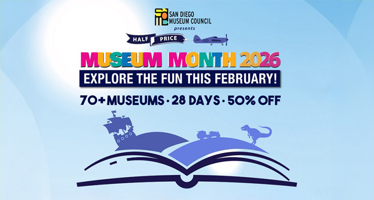 San Diego Museum Month 2026 - colorful text illustration