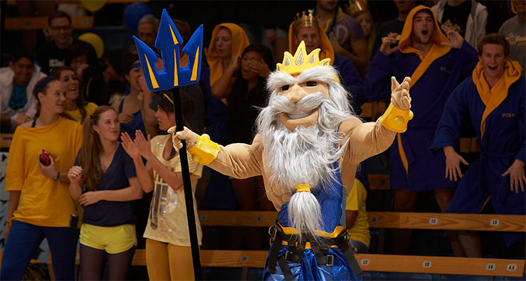 King Triton mascot whoops up the crowd at RIMAC