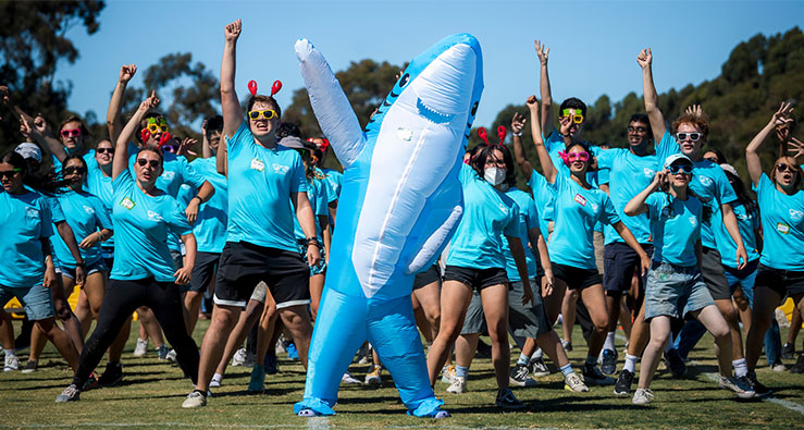 Sixth College UC San Diego students stand up and dance off