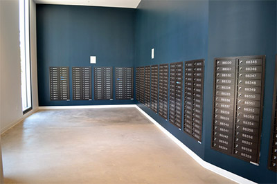 Eighth College bank of mailboxes