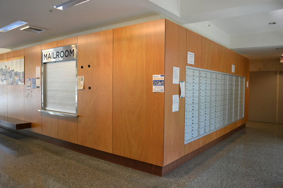 Seventh College bank of mailboxes