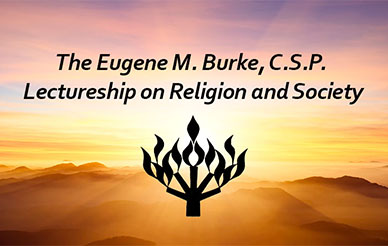 Burke Lectureship on Religion and Society - text illustration on sunset-colored background