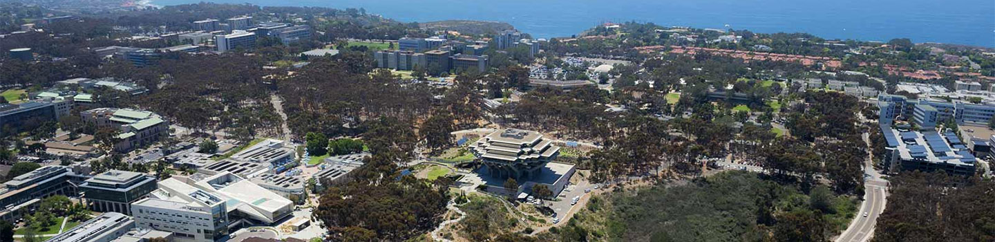 Wide aerial view of UC San Diego campus