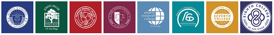 Logos of all eight UC San Diego undergraduate colleges