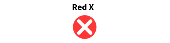 Red circle with an "X" in it