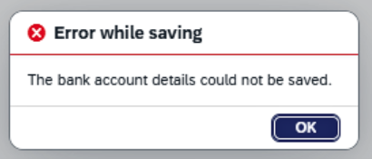 Screen shot of TSS-My Bank Accounts displaying an error