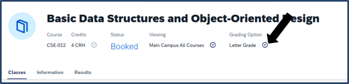 Screen shot - TSS Booking - grading option - grading options available