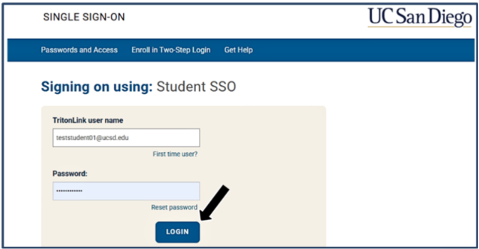 Screenshot showing Student SSO page