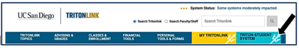 Triton Student System button