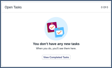 Screen shot of Open Tasks section of TSS student home page