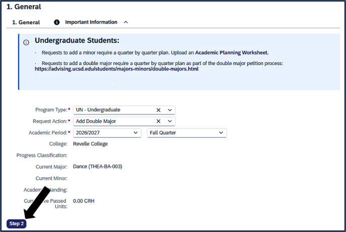 Screen shot - TSS Specializations app - click here to go to step 2