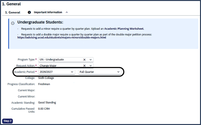 Screen shot - TSS Specializations app - choose academic period