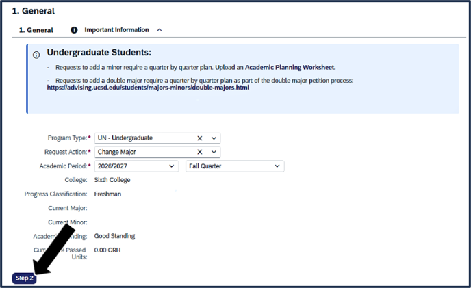 Screen shot - TSS Specializations app - click to go to step 2
