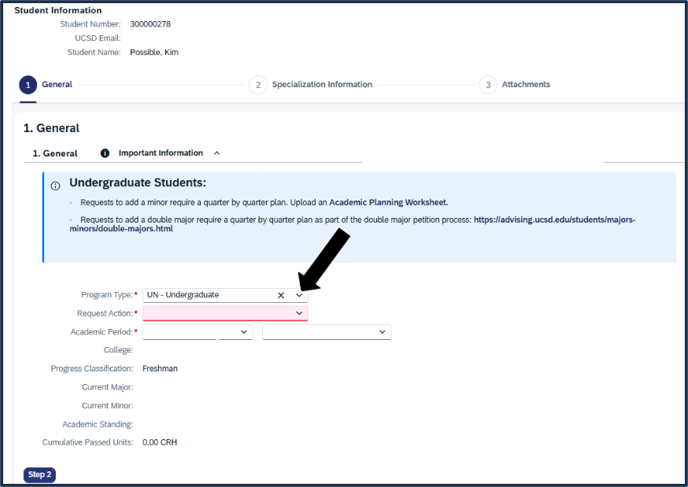 Screen shot - opening screen of TSS Specializations tool