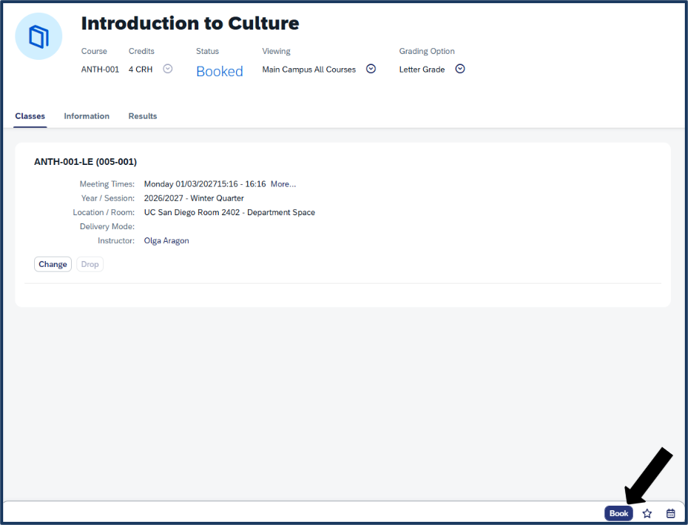 Screen shot - TSS Booking - switch sections - book it