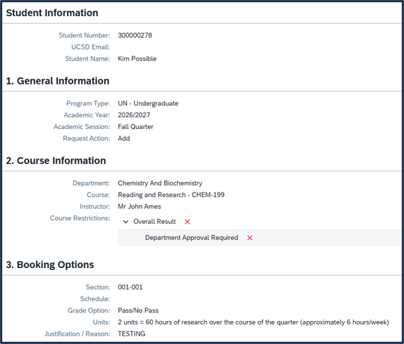 Screen shot of TEA screen - Review and Submit - Review Screen