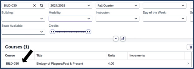 Screen shot - TSS Booking - starting a waitlist task, choose the course