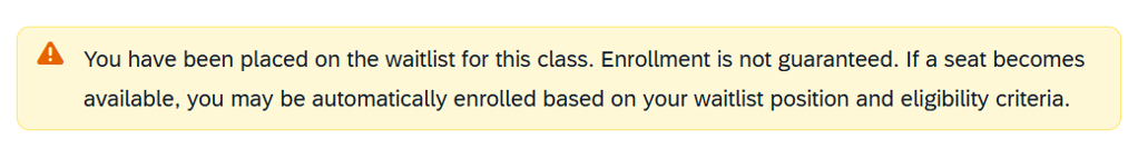 Screen shot - TSS Booking - waitlist notification alert box