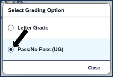 Screen shot - TSS Booking - waitlist grading option chooser