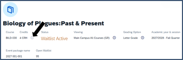 Screen shot - TSS Booking - waitlist credits selection
